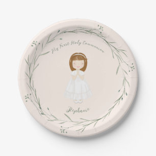 Assiettes En Carton Fille Communion priant