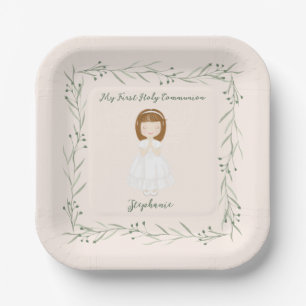 Assiettes En Carton Fille Communion priant