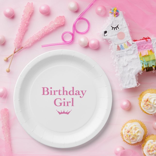 Assiettes En Carton Fille d'anniversaire (Fête)