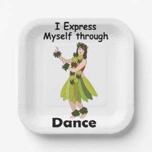 Assiettes En Carton Fille danseuse de hula exprimant la danse Fête Lua