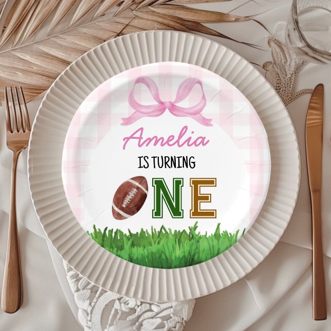 Assiettes En Carton Fille de football première année en bas Anniversai (Créateur téléchargé)