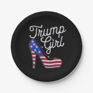Assiettes En Carton Fille de Trump Talon Haut Drapeau Américain Bling 