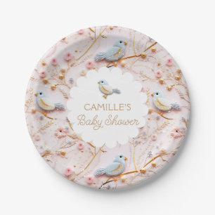 Assiettes En Carton Fille d'hiver Baby shower rose Floral