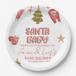 Assiettes En Carton Fille du Père Noël Garçon Fête Bébé Shower  