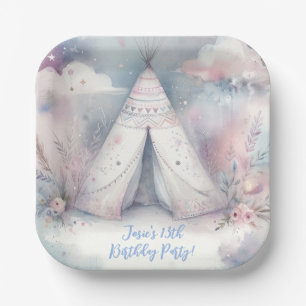 Assiettes En Carton Fille Enchantée Teepee Sleepover fête d'anniversai