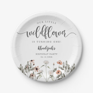 Assiettes En Carton Fille Fleur sauvage florale fête d'anniversaire