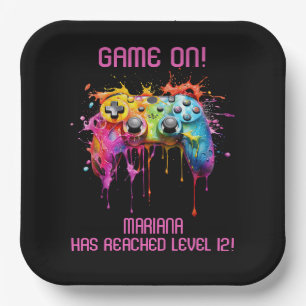 Assiettes En Carton Fille Gamer Pink Video Game Party