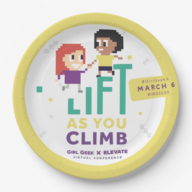Assiettes En Carton Fille Geek X Elevate + Plaques de fête #IWD2020 9" (Devant)