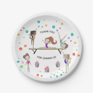 Assiettes En Carton Fille Gymnastique Cupcake & Balloon Anniversaire