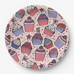 Assiettes En Carton Fille Juillet 4 Rouge Blanc & Bleu Patriotique Cup