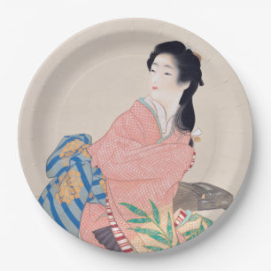Assiettes En Carton Fille Miyuki (Belle Dame Japonaise) (Asiatique)