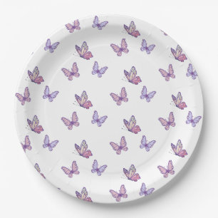Assiettes En Carton Fille papillon violet anniversaire