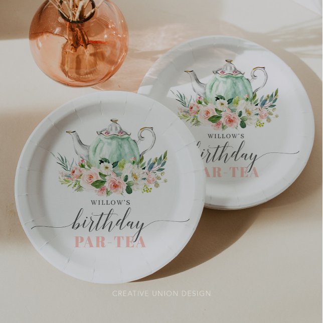 Assiettes En Carton Fille personnalisée Fête d'anniversaire Par-Tea Pa (birthday par-tea)