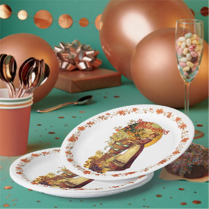 Assiettes En Carton Fille Pigrim Thanksgiving