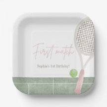 Fille premier anniversaire tennis rose Classique P