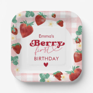 Assiettes En Carton Fille première année de fraise pour premier annive