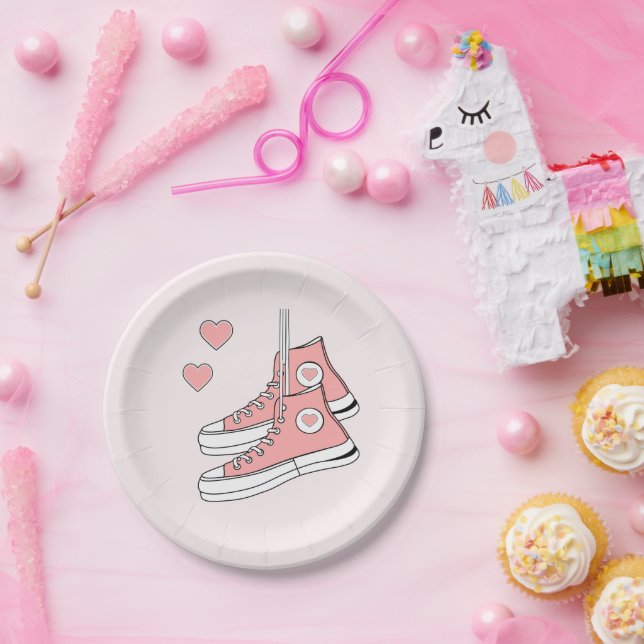 Assiettes En Carton Fille rose Basket (Fête)