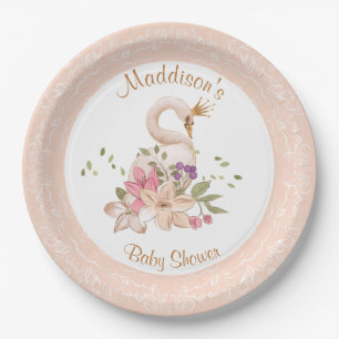 Assiettes En Carton Fille rose Swan Anniversaire Baby shower Plaque en