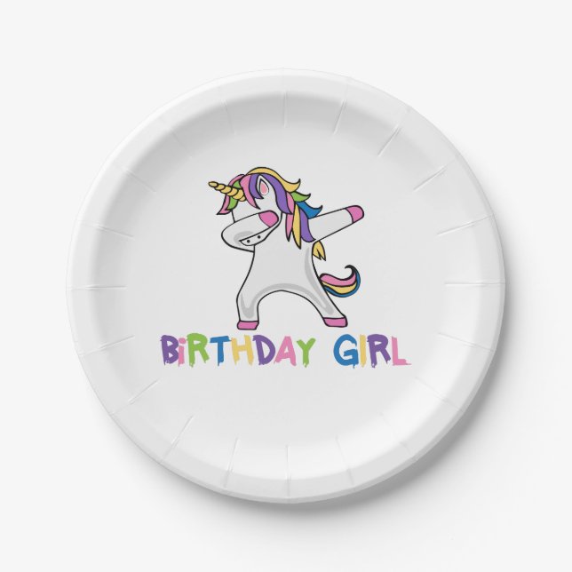 Assiettes En Carton Fille tamponnante brillamment colorée (Devant)