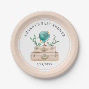 Assiettes En Carton Fille World Travel Suitcase Baby shower Fête Nourr