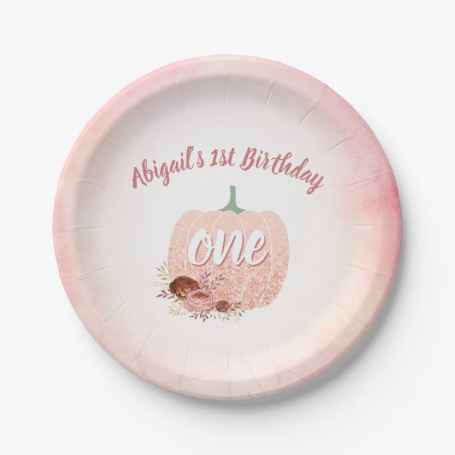 Assiettes En Carton Filles 1er Anniversaire Rose Parties scintillant d (Devant)