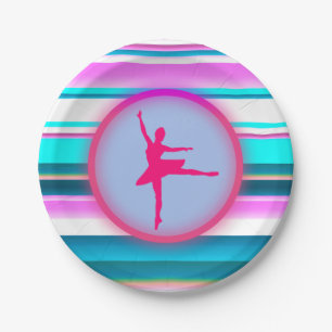 Assiettes En Carton Filles Ballerina Dance Stripes