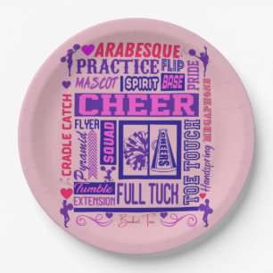 Assiettes En Carton Filles Cheerleader rose et violet Word Art