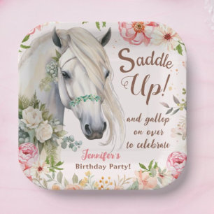 Assiettes En Carton Filles Cheval Plaques de papier fête d'anniversair