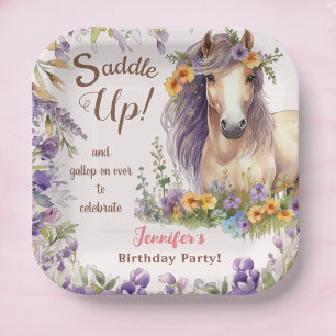 Assiettes En Carton Filles Cheval Plaques de papier fête d'anniversair