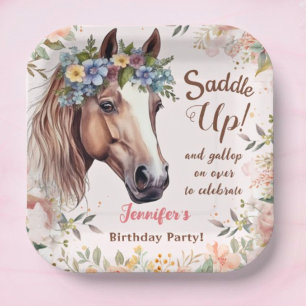 Assiettes En Carton Filles Cheval Plaques de papier fête d'anniversair