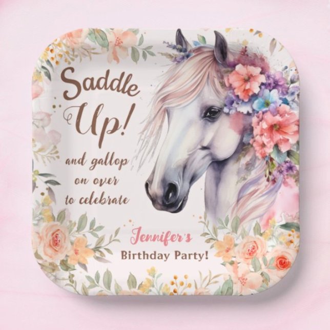 Assiettes En Carton Filles Cheval Plaques de papier fête d'anniversair (Créateur téléchargé)