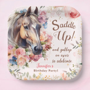 Assiettes En Carton Filles Cheval Plaques de papier fête d'anniversair