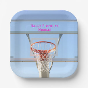 Assiettes En Carton Filles Fête moderne Basketball d'anniversaire
