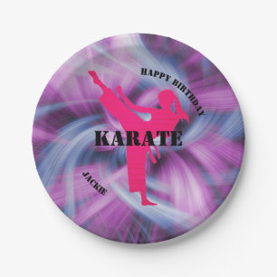 Assiettes En Carton Filles Karate Anniversaire Plaques papier