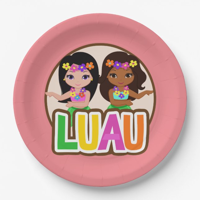 Assiettes En Carton Filles Luau  (Devant)