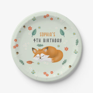 Assiettes En Carton Filles mignonnes Forêt Forêt Fox Anniversaire de e