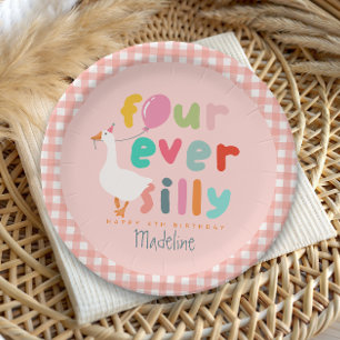 Assiettes En Carton Filles Rose Quatre Toujours Silly Farm Goose 4ème