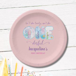 Assiettes En Carton Filles roses 1er Anniversaire ONEderful Pretty