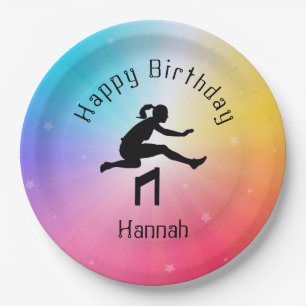 Assiettes En Carton Filles Track & Field Rainbow Stars Plates