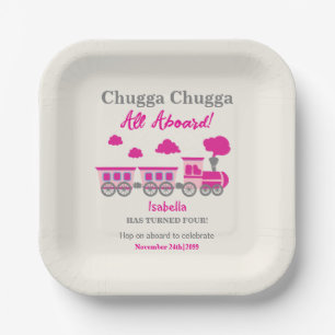 Assiettes En Carton Filles Train Rose N'Importe Quel Âge Fête Annivers