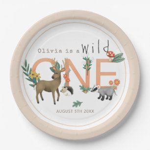 Assiettes En Carton Filles Wild One Rose Woodland Animaux 1er Annivers