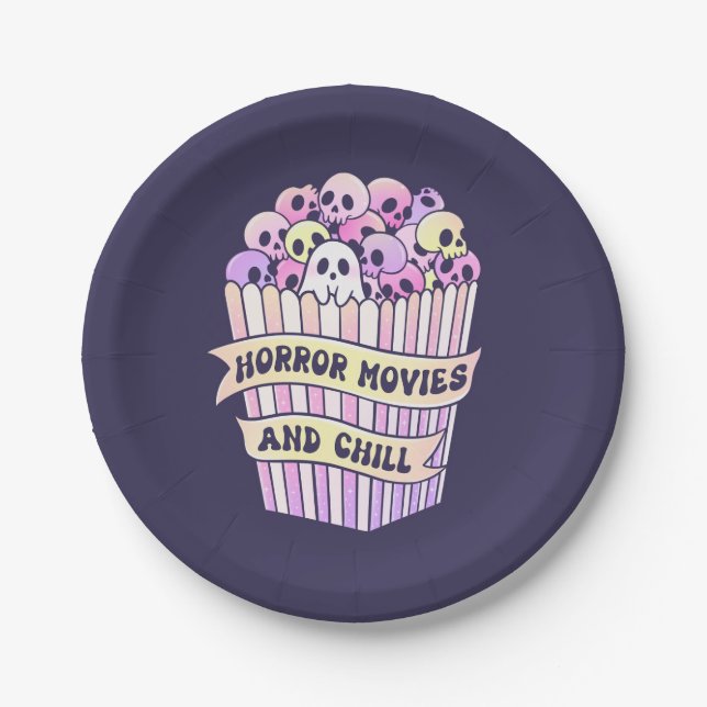 Assiettes En Carton Films D'Horreur Et Chill Cute Halloween (Devant)