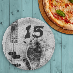 Assiettes En Carton Fils Ado Anniversaire Grunge Guitare
