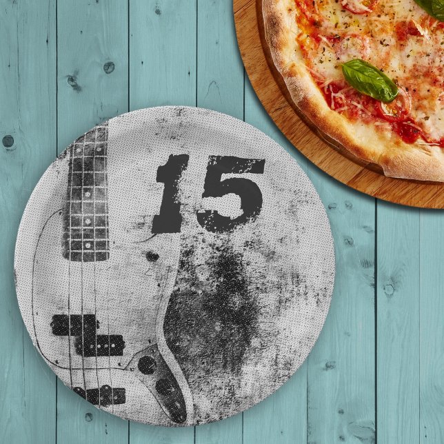 Assiettes En Carton Fils Ado Anniversaire Grunge Guitare (Créateur téléchargé)