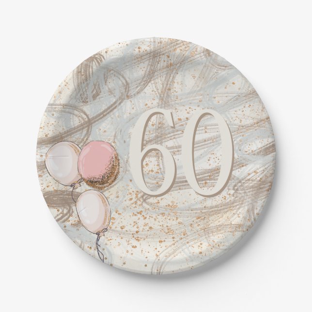 Assiettes En Carton Fils glamour Gold Confetti Nom 60e anniversaire (Devant)