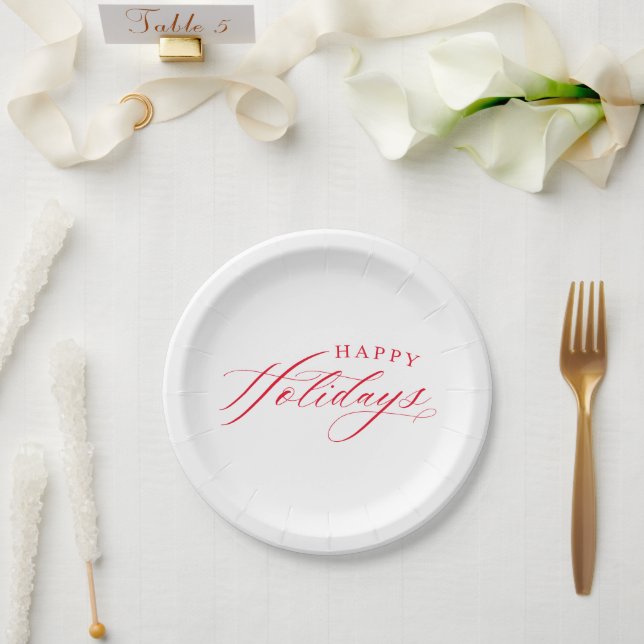 Assiettes En Carton FIN CALLIGRAPHIE Joyeuses Fêtes mignonnes rouge él (Mariage)