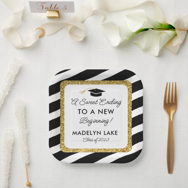 Assiettes En Carton Fin douce Nouveau Début de la Graduation Dessert (Mariage)