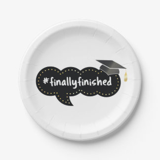 Assiettes En Carton Finalement terminé Graduation bulle noire