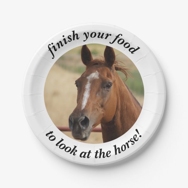 Assiettes En Carton Finissez votre nourriture pour regarder le cheval (Devant)