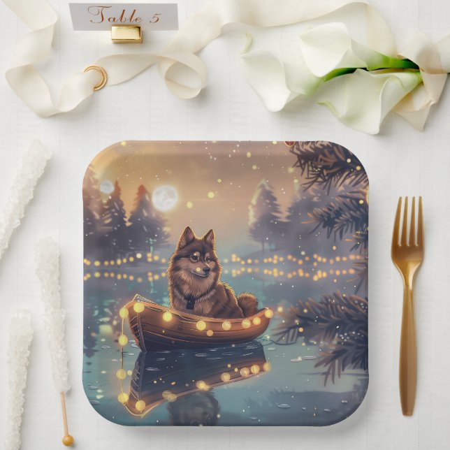 Assiettes En Carton Finlandais Lapphund Noël Festive Voyage (Mariage)